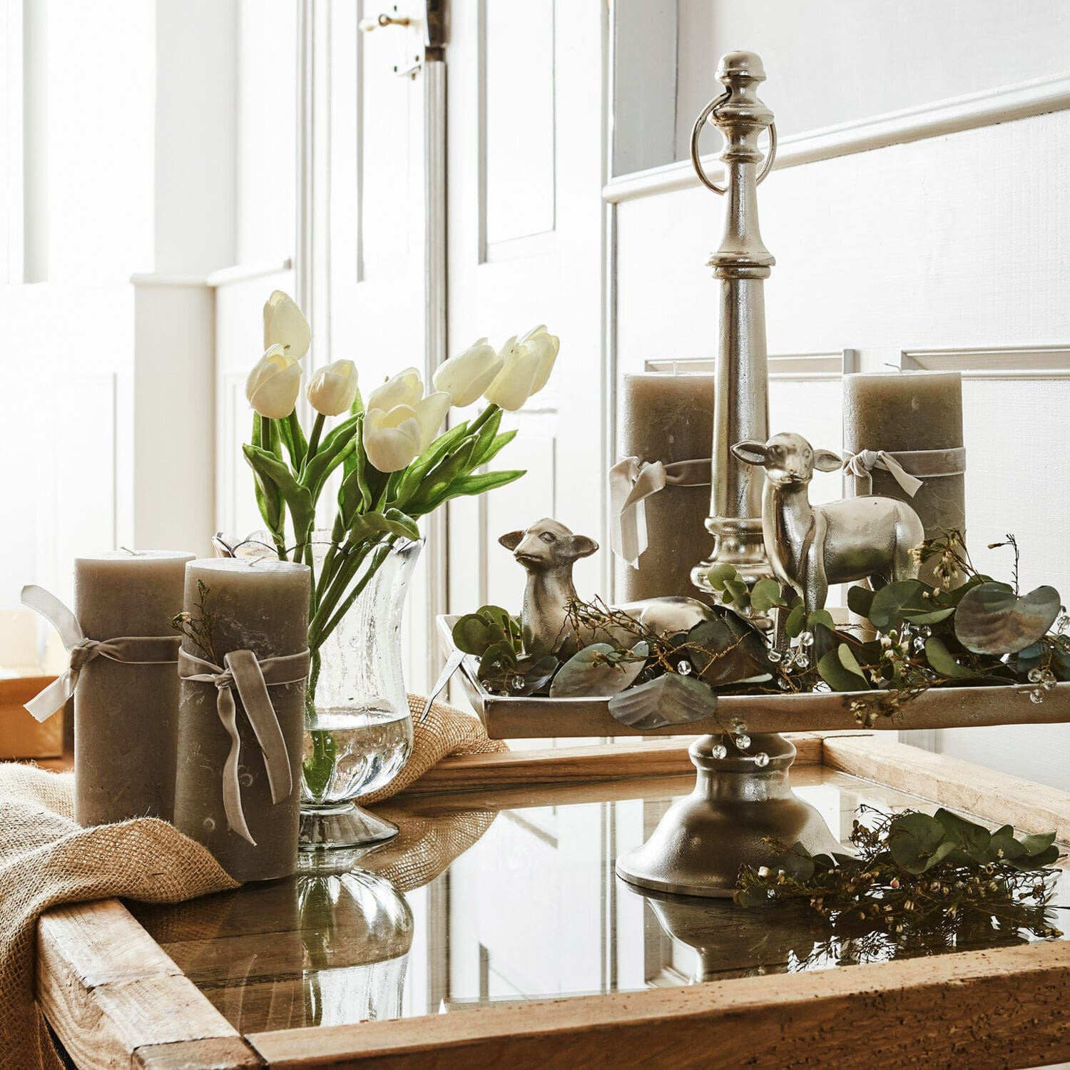 Kerze 4er Set Homel taupe