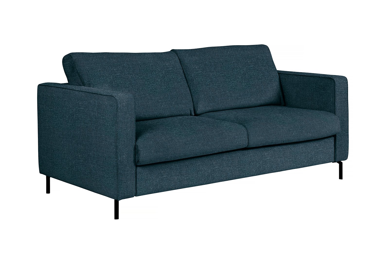 Sleepy 3-seter sovesofa 160 cm madrass. I tekstil Alice Petrol med formet 9 cm arm og eikeben.