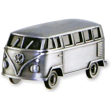Brisa Miniatur 3D T1 Bus silber mit Magnet in Geschenkdose Antiksilberoptik