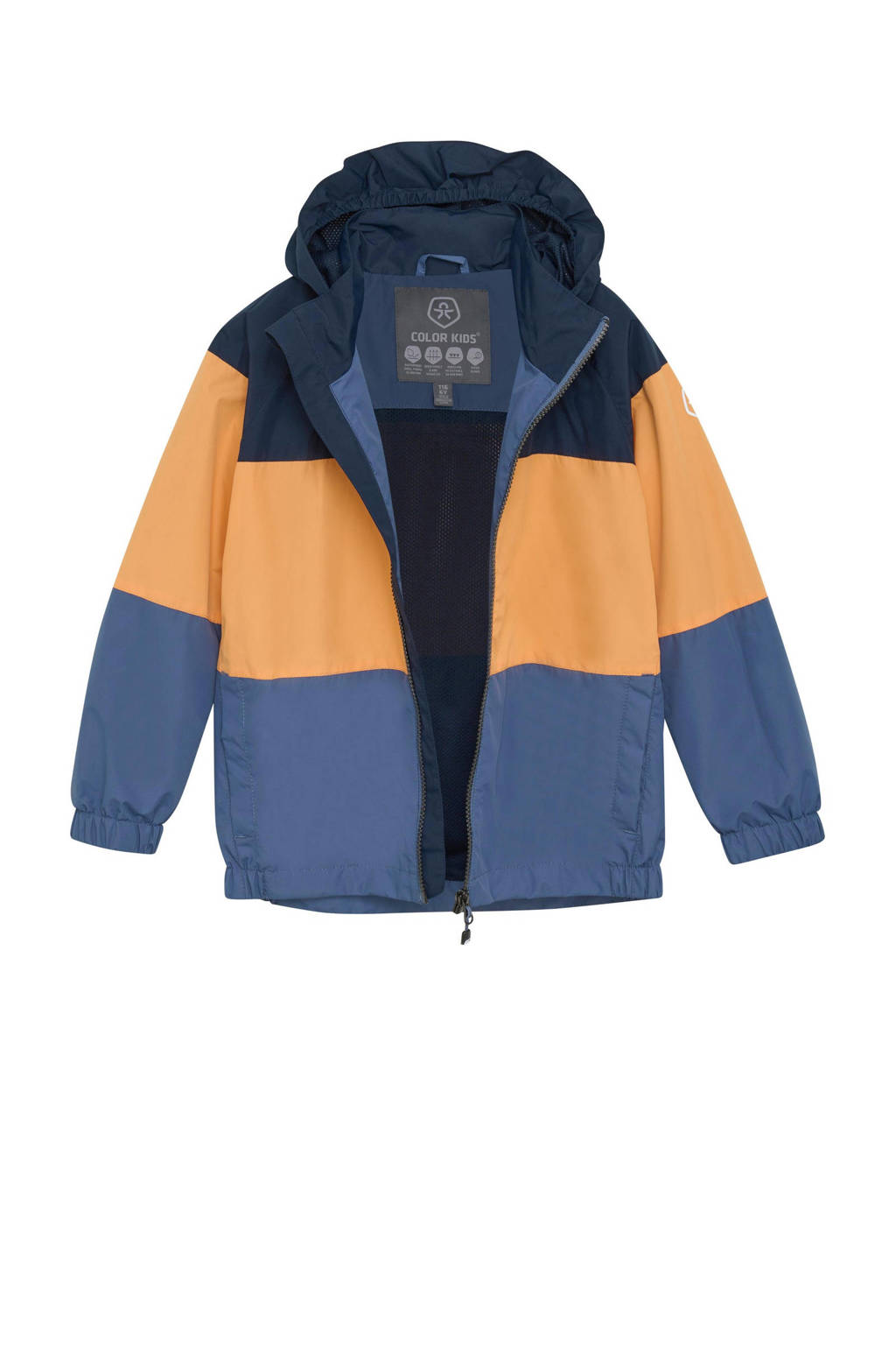 Color Kids outdoor jas donkerblauw/geel/blauw