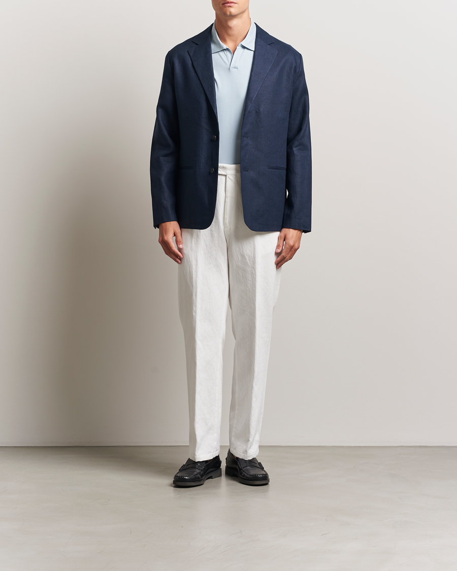 NN07 Timo Linen Blazer Navy Blue