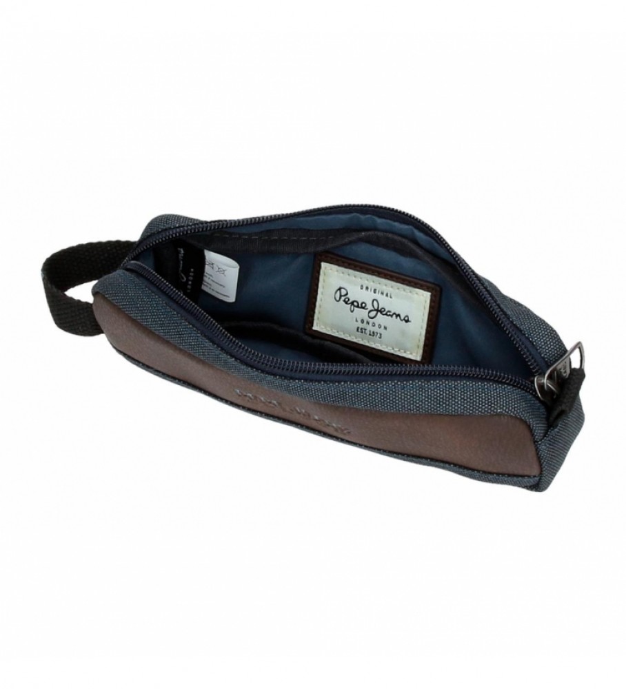 Estojo para lápis Pepe Jeans Scratch em denim - Azul escuro - 19x5x3,5cm -