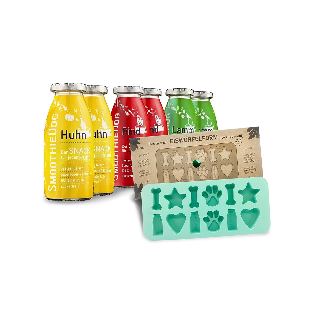 SmoothieDog Klassik 6x 250 ml + Eiswürfelform