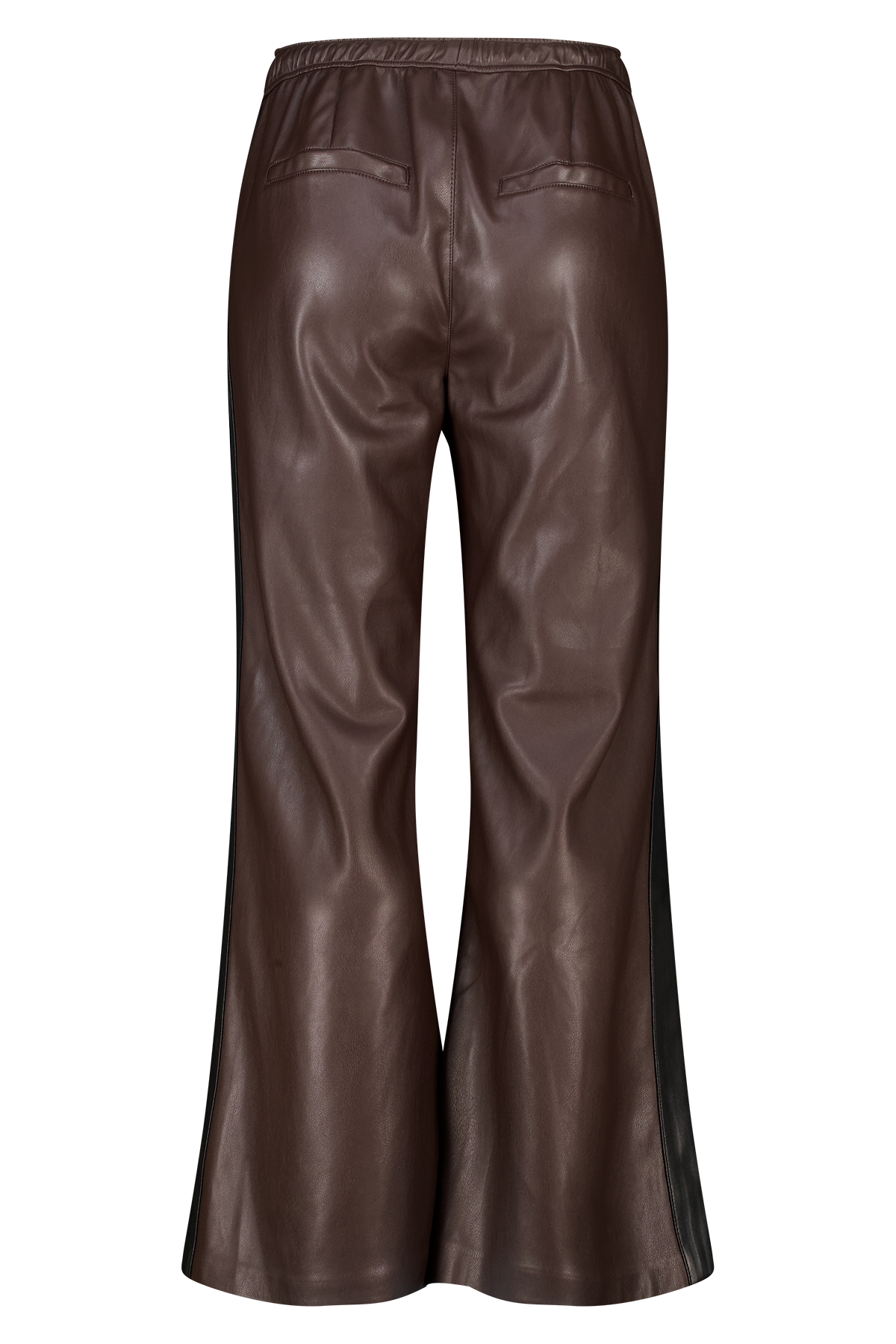 Wide leg broek met zijstreep van PU Donker bruin