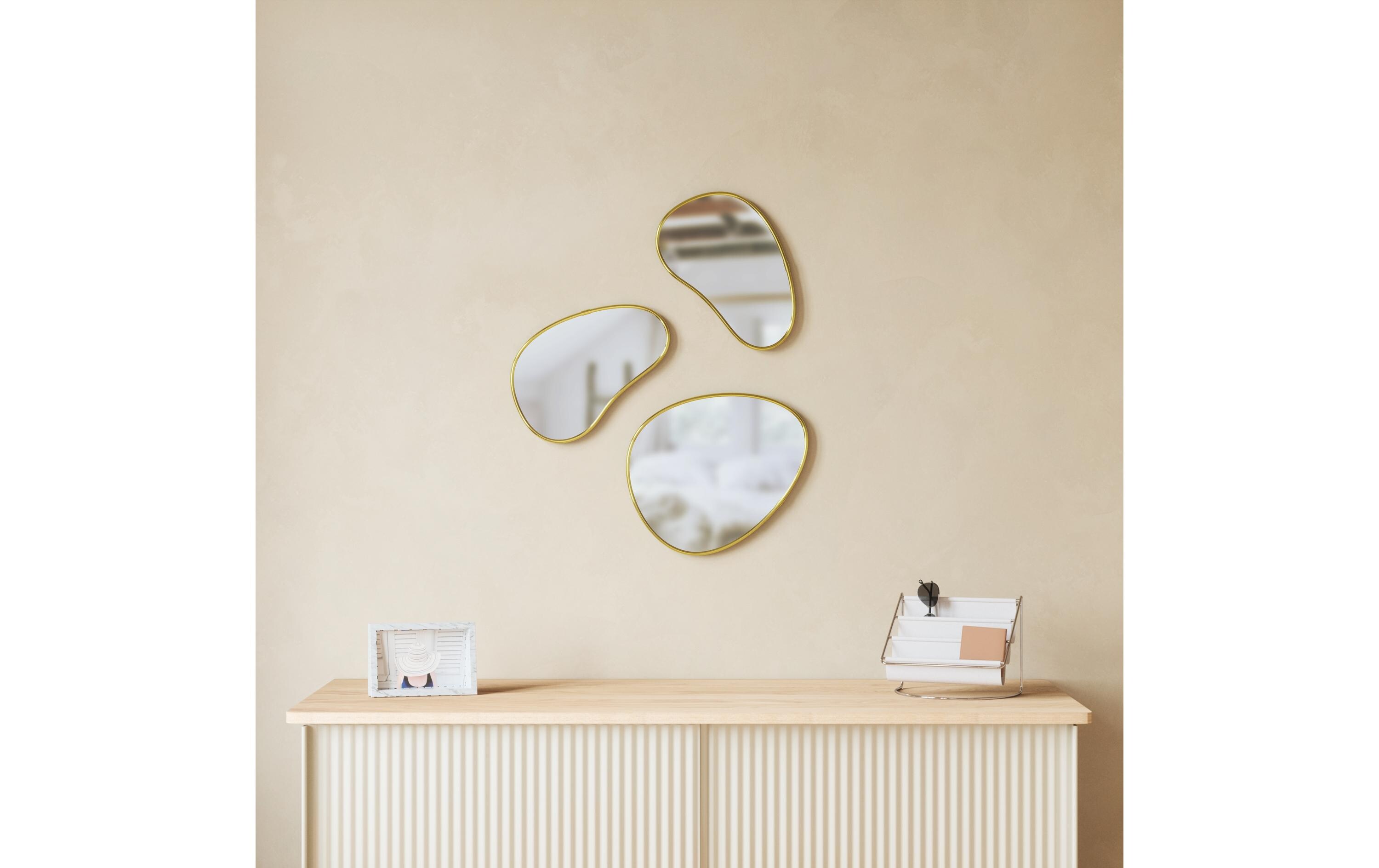 Spiegel Hubba Pebble 3er Set, GoldModernes Wandspiegel-Set