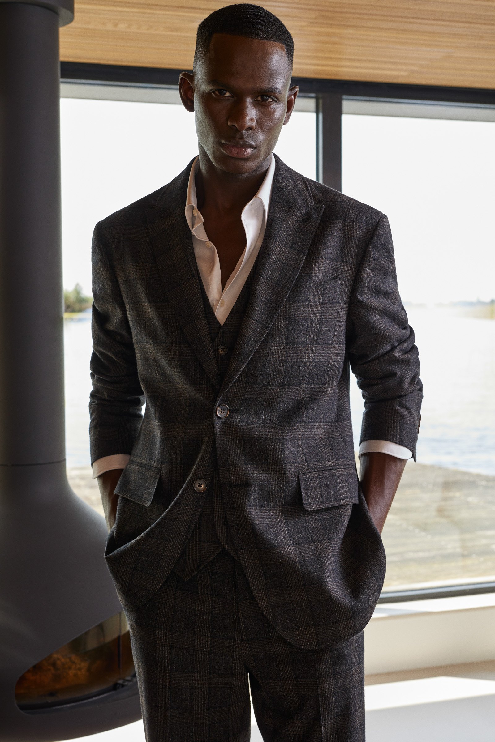 premium wol mix blazer met ruitdessin Van Gils Bruin