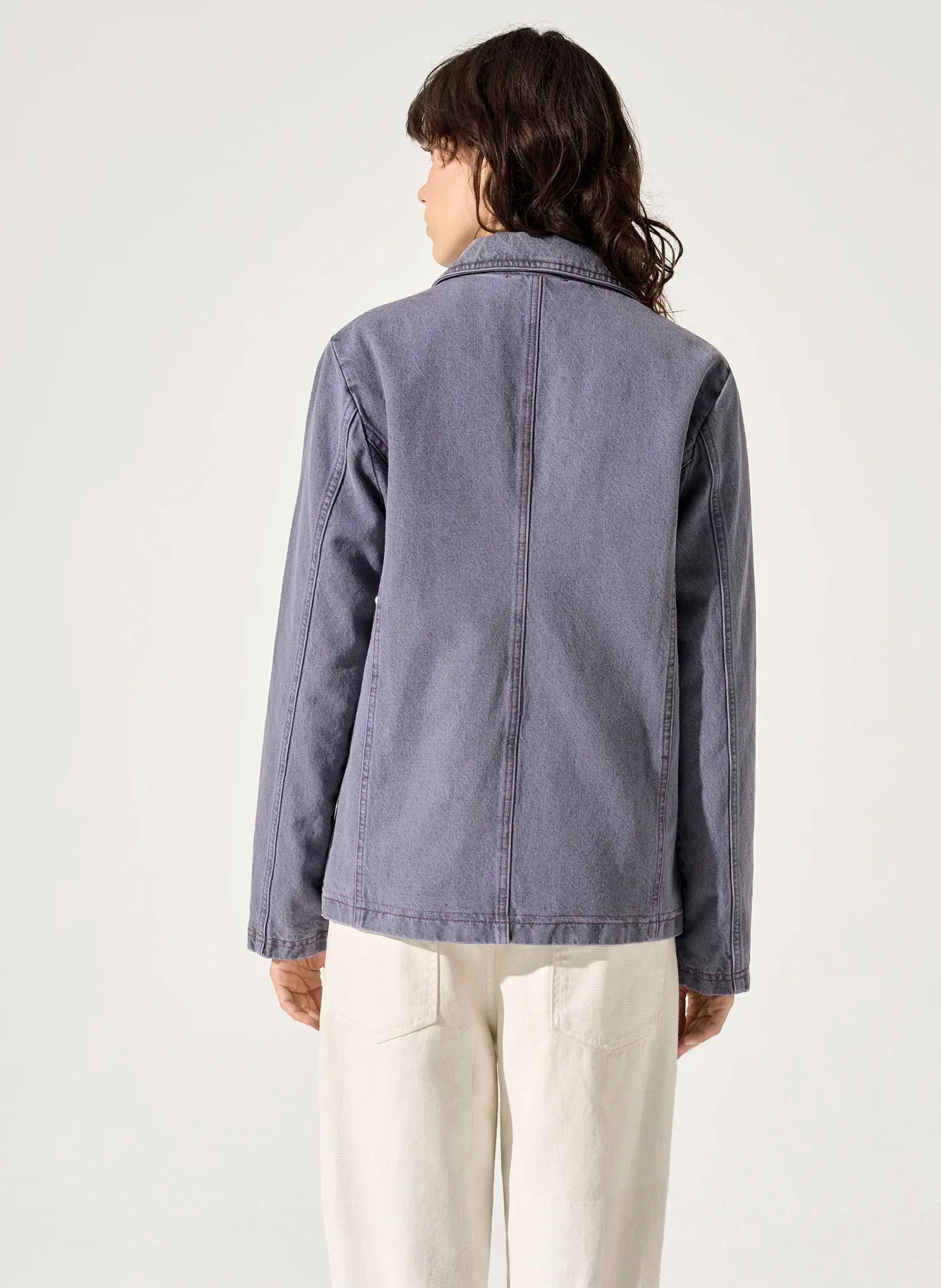 ANDREA - Veste col tailleur en denim en coton | Violet