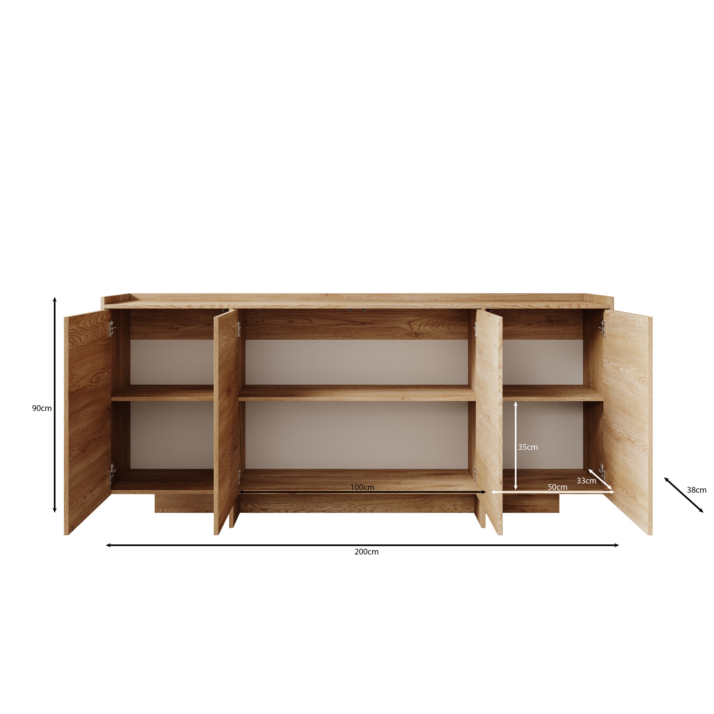Jaxon - Dressoir - Eiken - 200x38x90 cm