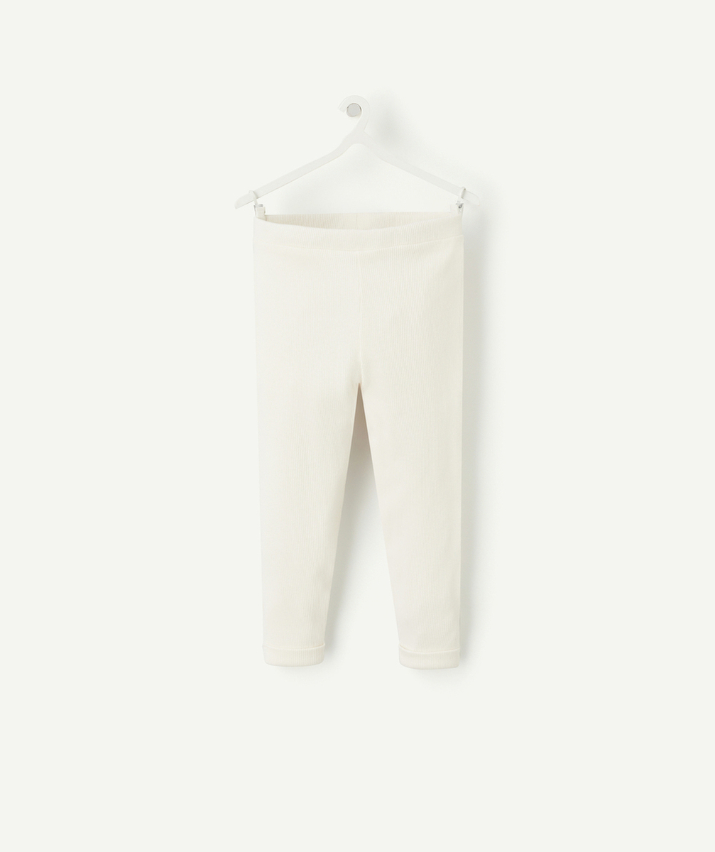 LEGGING BÉBÉ FILLE CÔTELÉ EN COTON BIOLOGIQUE BLANC