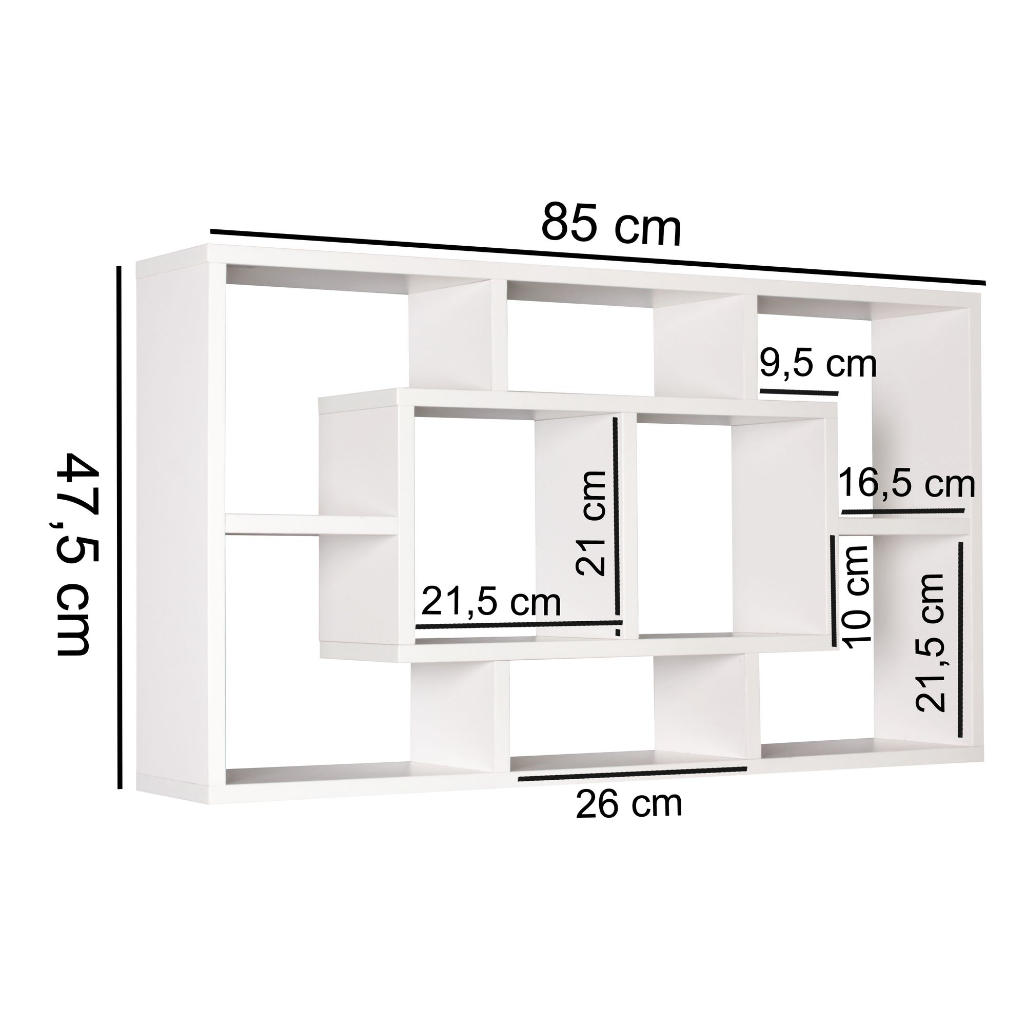 KADIMA DESIGN Wandregal RUR: Modernes Design, MDF, 85x47.5x16 cm, melaminharzbeschichtet