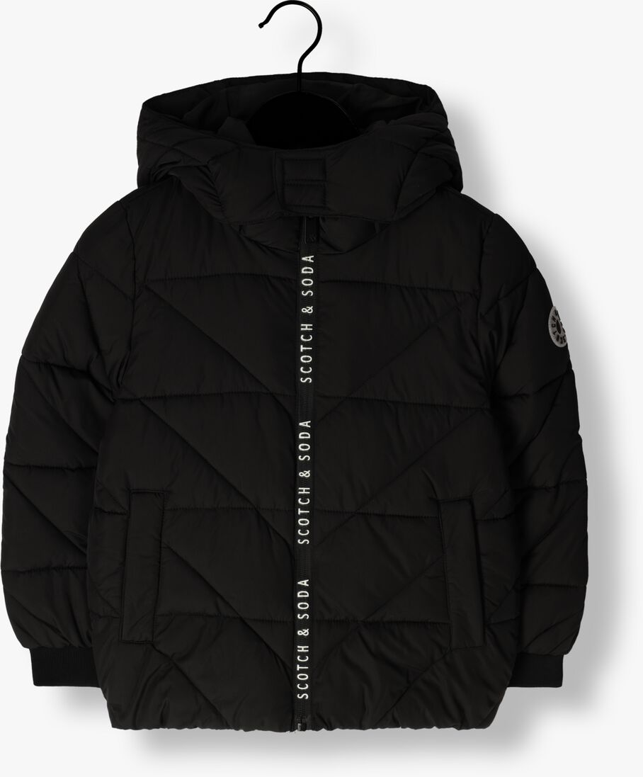 SCOTCH & SODA zwarte scotch & soda gewatteerde jas water repellent hooded recycled polyester jacket