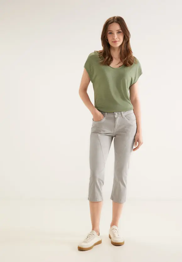 Casual Fit 3/4 Jeans - light stone sand washed