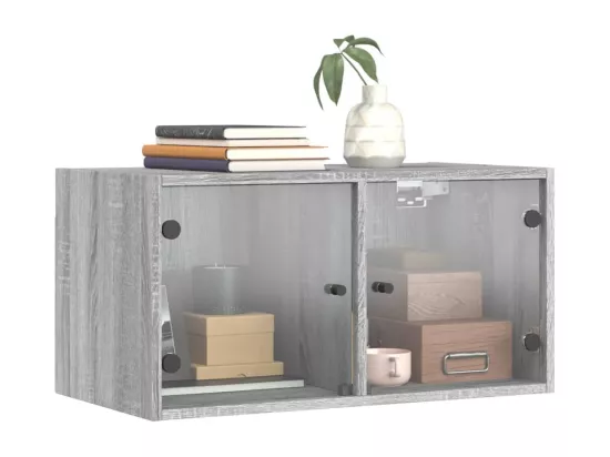 Armoire murale avec portes en verre sonoma gris 68,5x37x35 cm