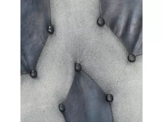 Fauteuil avec repose-pieds Gris Cuir véritable et toile