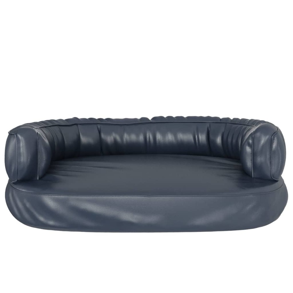 Lit pour chien ergonomique mousse bleu foncé 75x53cm similicuir