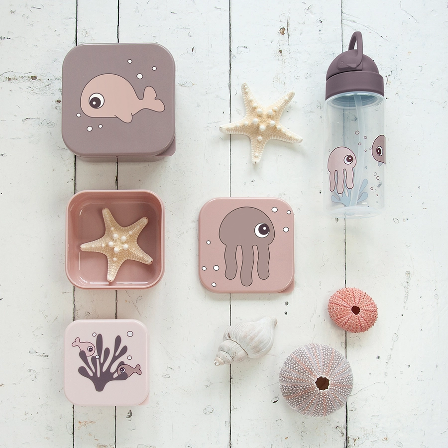 Done by Deer™ Snackbox-Set 3-er Pack Sea friends in rosa