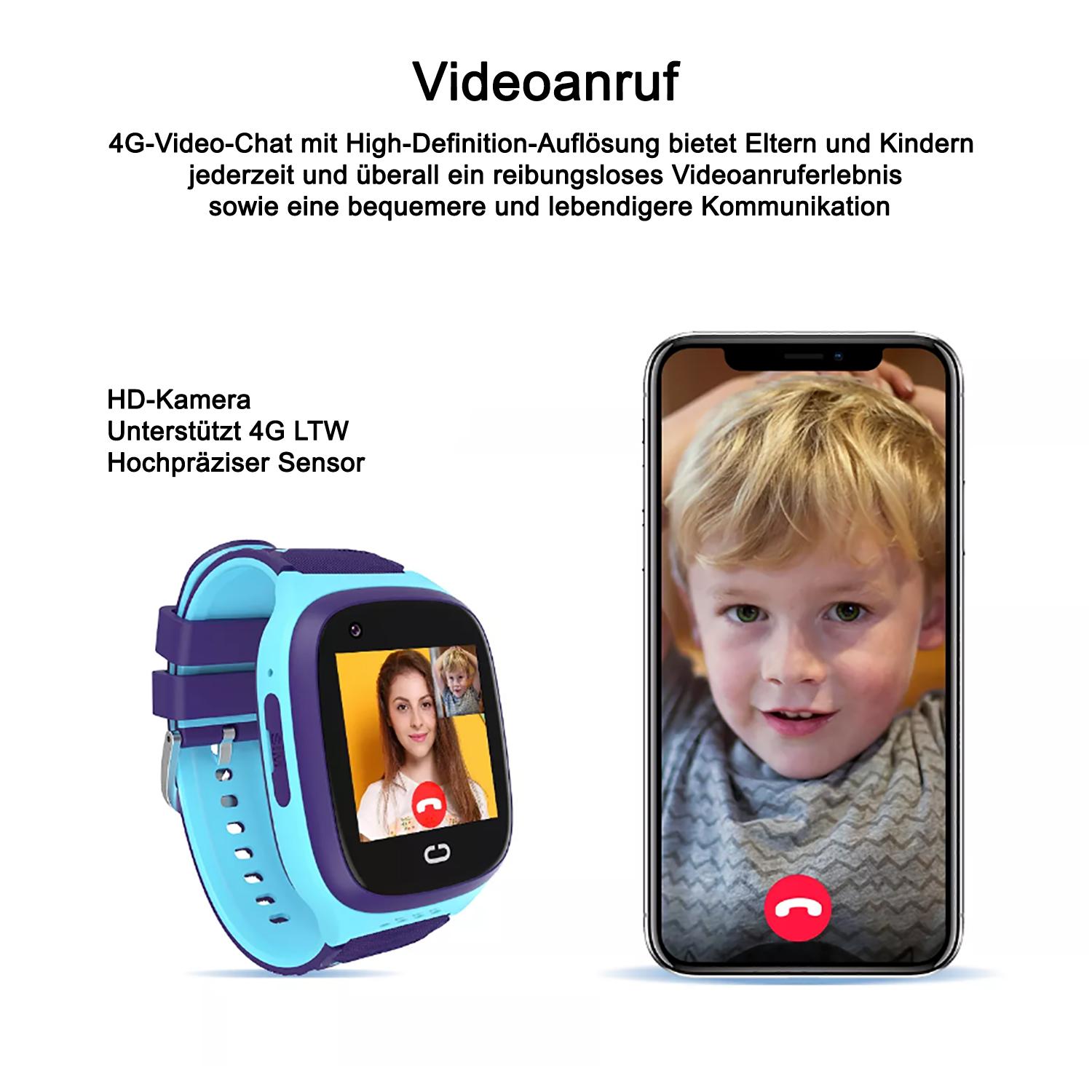 TPFNet Smart Watch für Kinder - IP67 - Silikon Armband - Android & IOS - Rosa