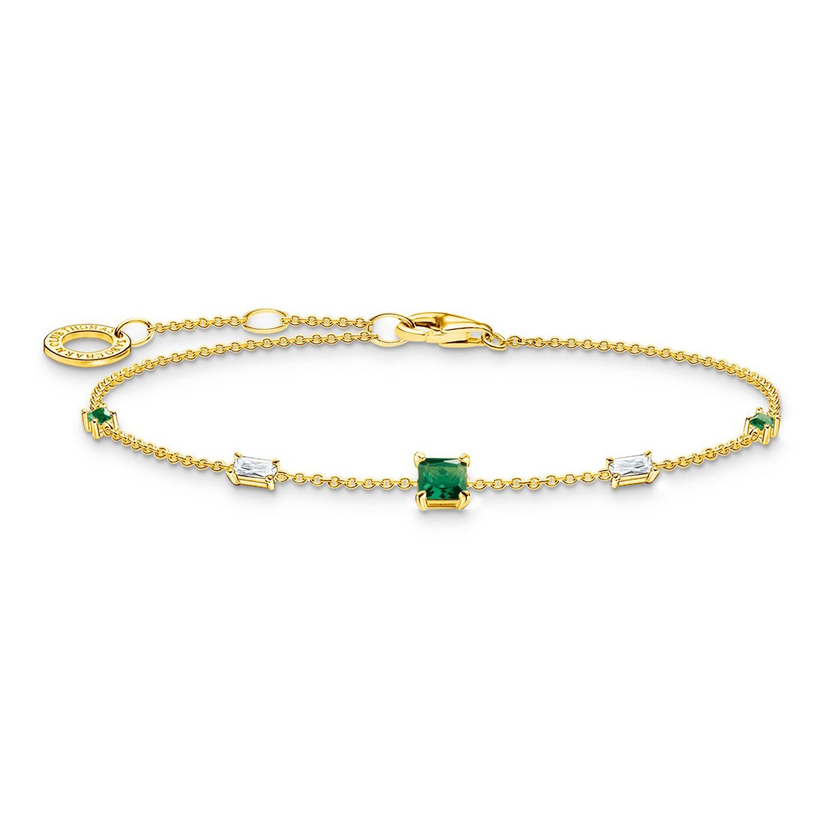 Bracelet Thomas Sabo argent doré oxydes verts/blancs