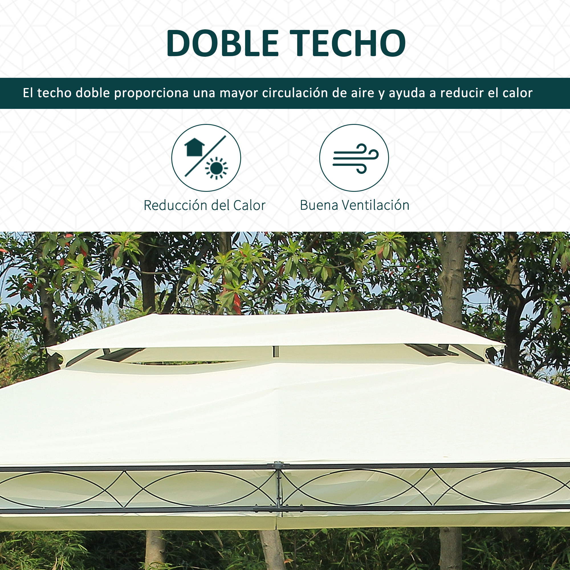 Pérgola/Gazebô Outsunny White Garden