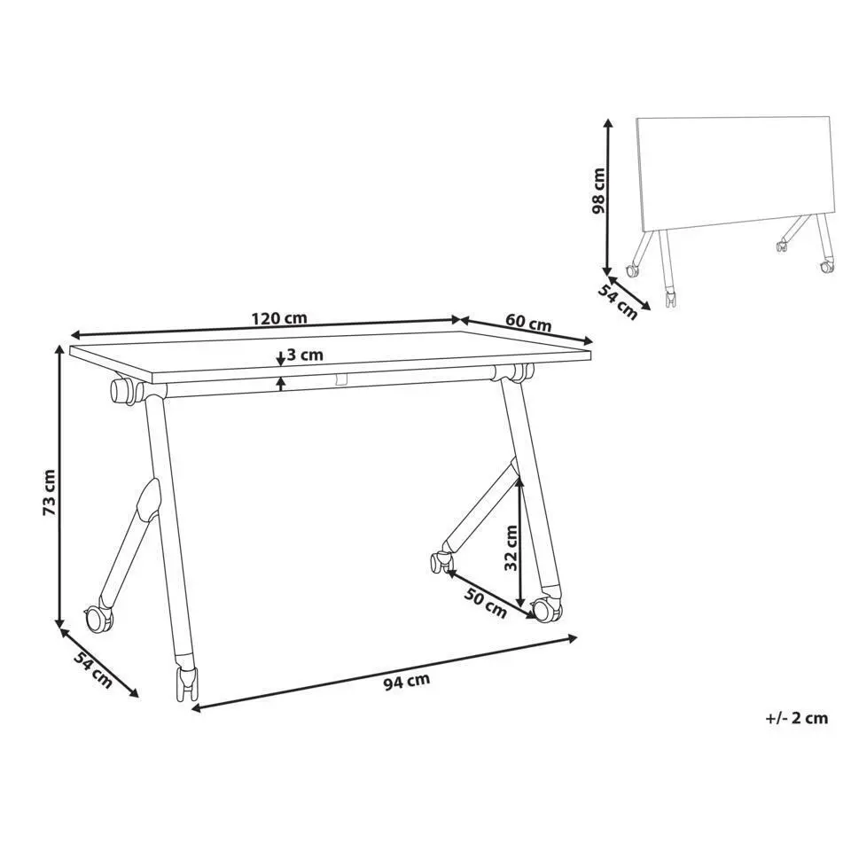 BENDI - Bureau verstelbaar - Lichtbruin/Zwart - 120 x 60 cm - Metaal