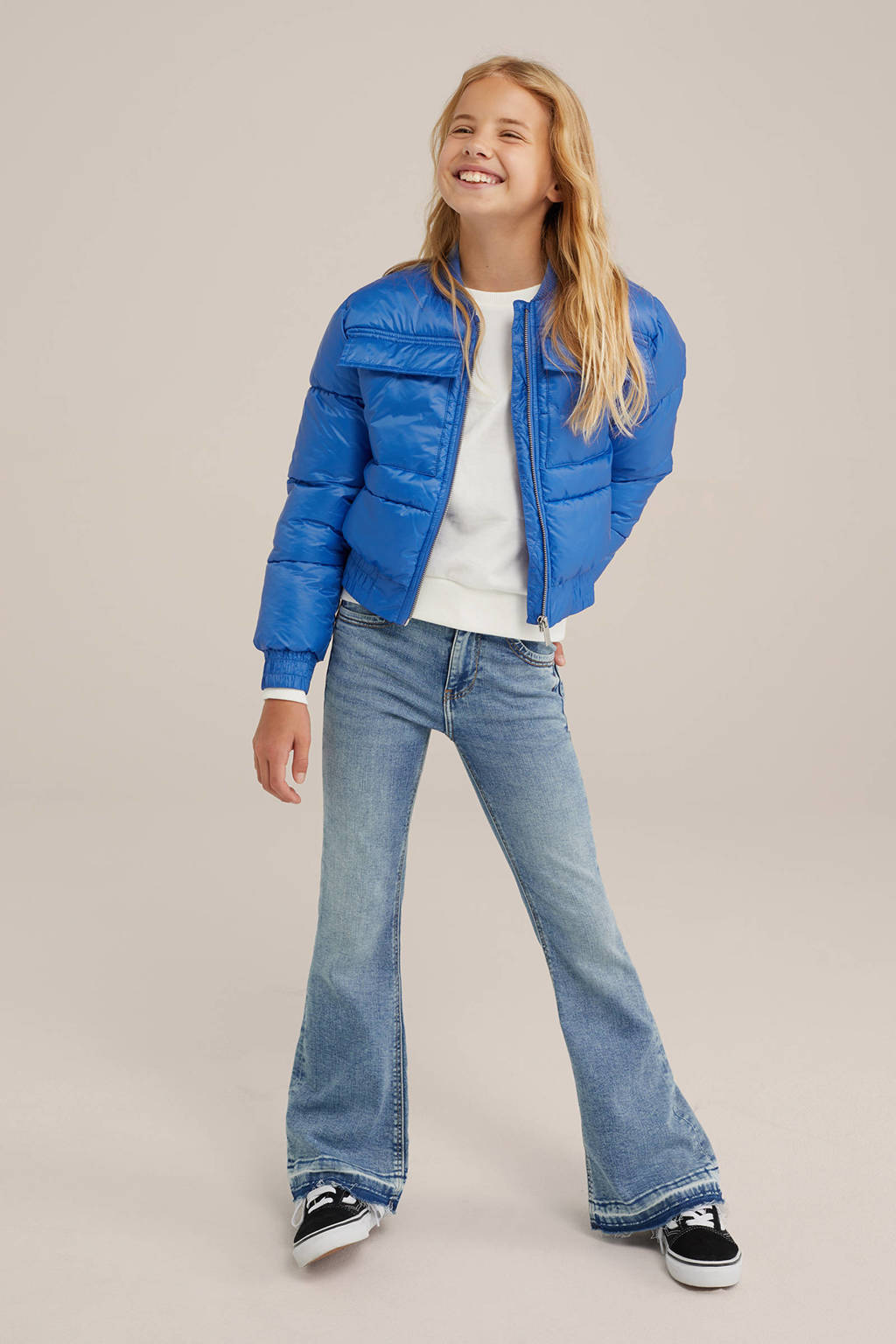 WE Fashion gewatteerde winterjas blauw