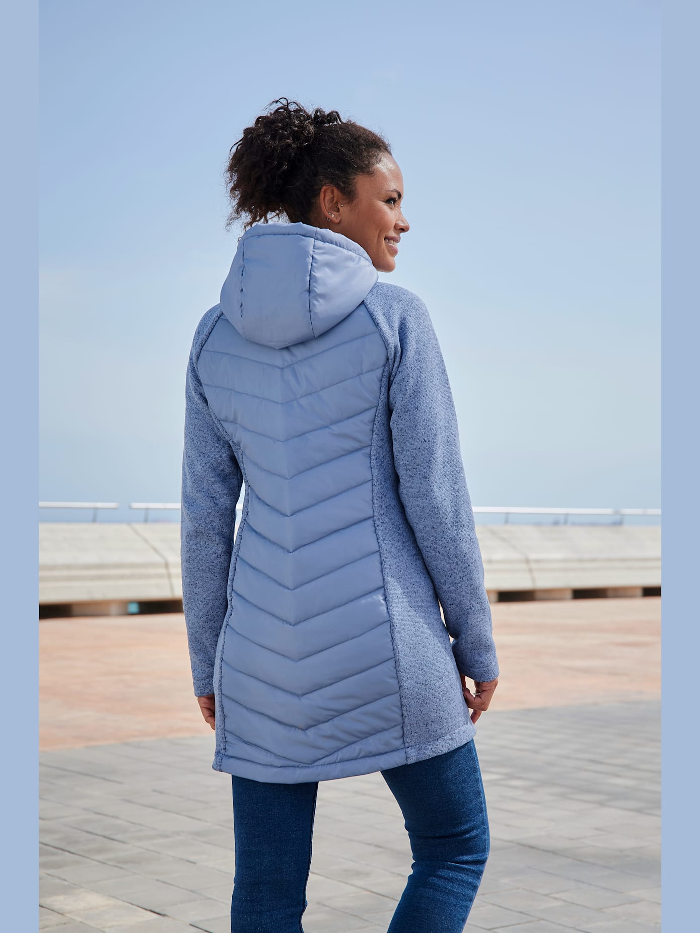 Doudoune manteau matelassé avec tricot polaire doux aux manches