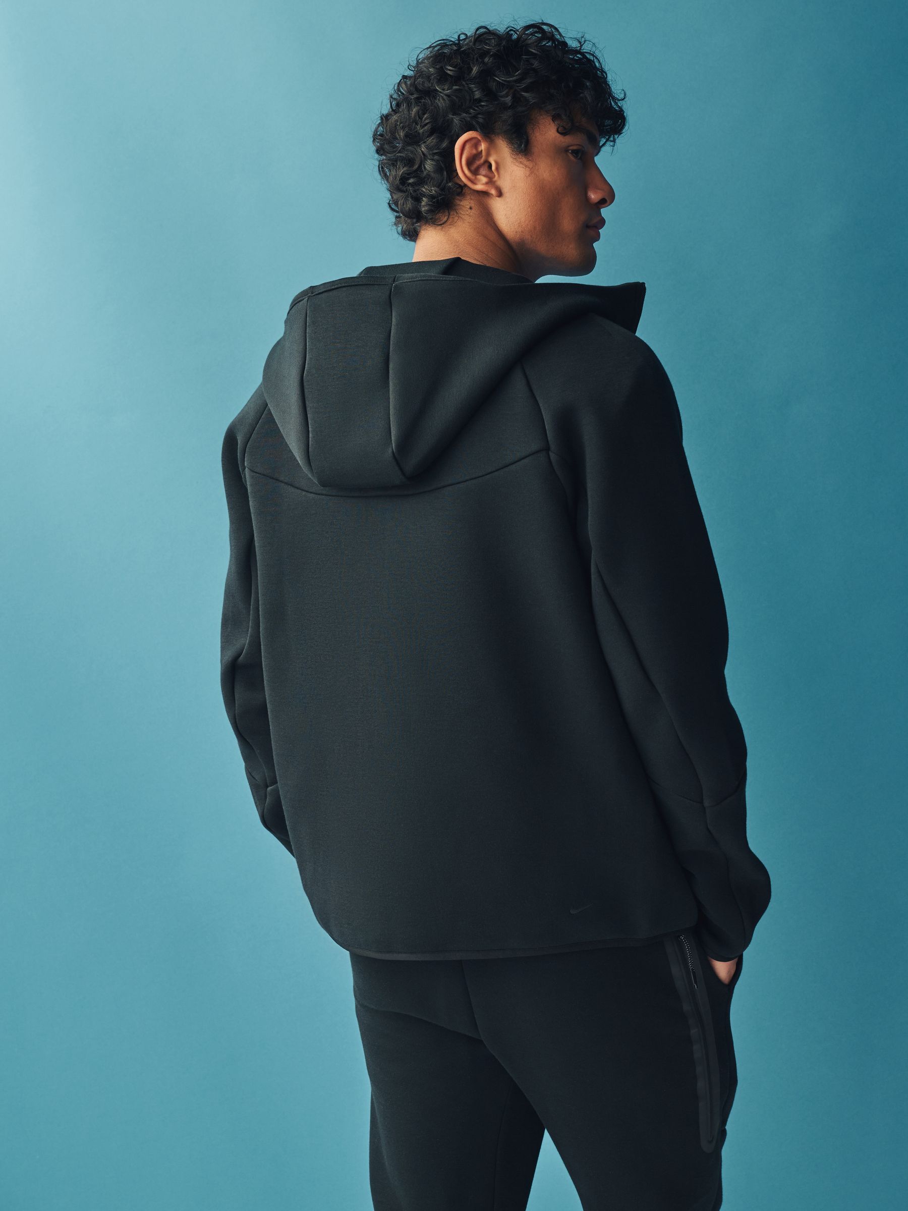 Zwart - Nike Tech Fleece Windrunner hoodie met doorlopende rits