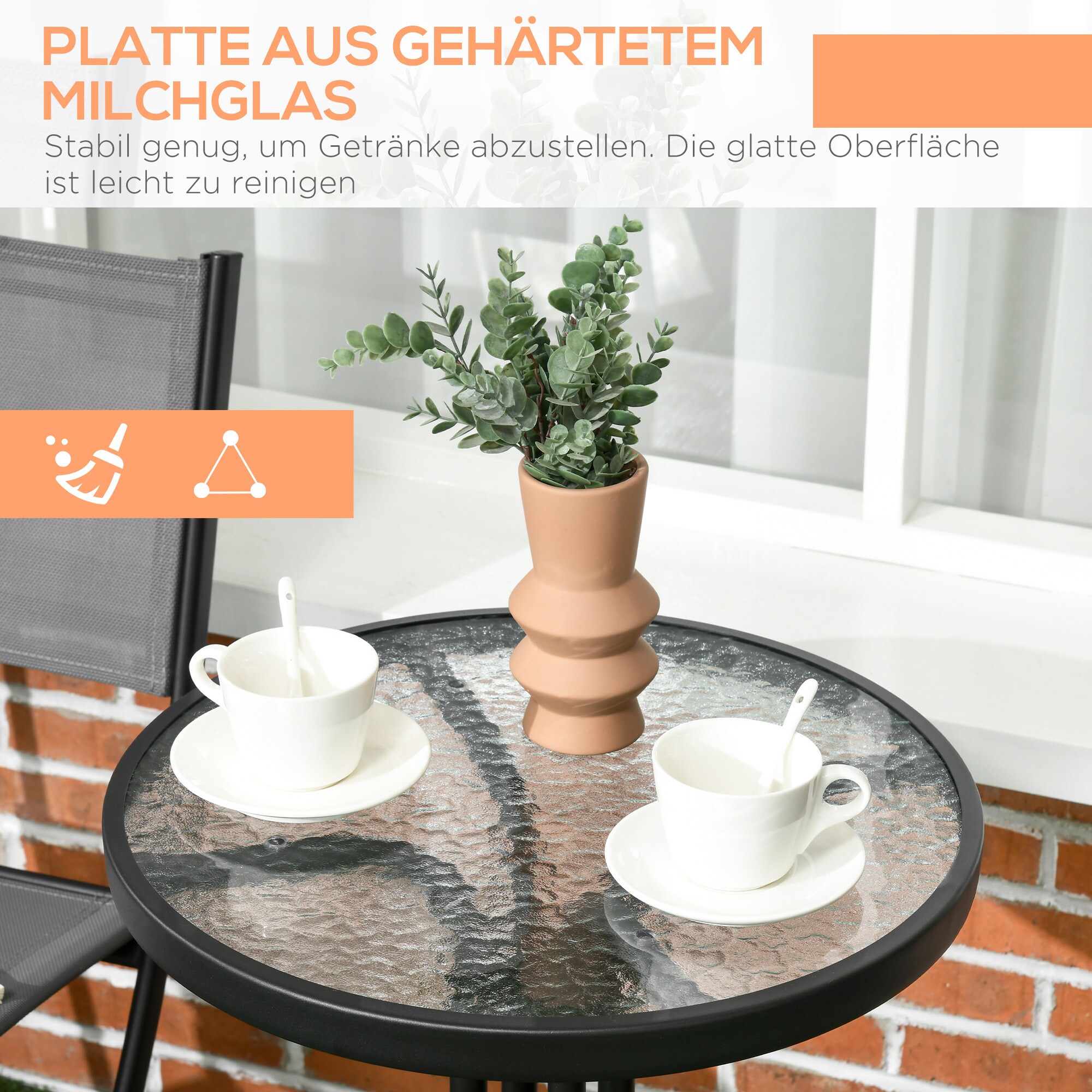 Outsunny Bistro Set mit klappbaren Stühlen grau 50L x 50B x 72H cm
