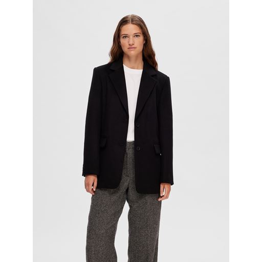 Selected Femme Sasja Wool Blazer, Black, 36