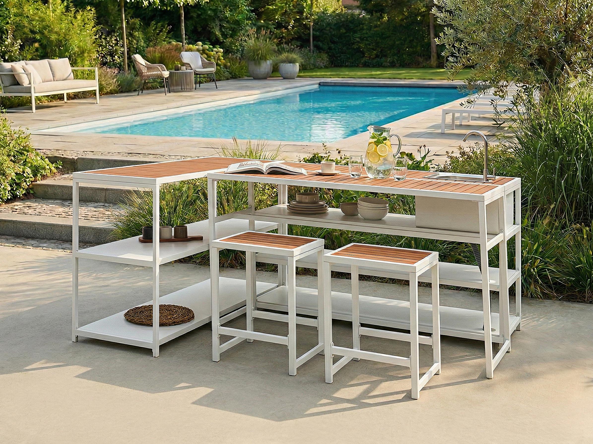 Tuin bartafel AVETRANA 150 cm 50 cm Bruin/wit
