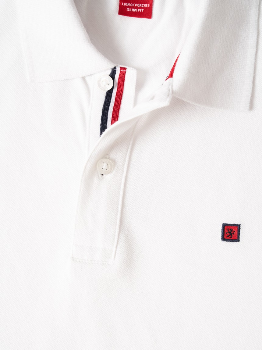 Polo piqué slim fit em algodão