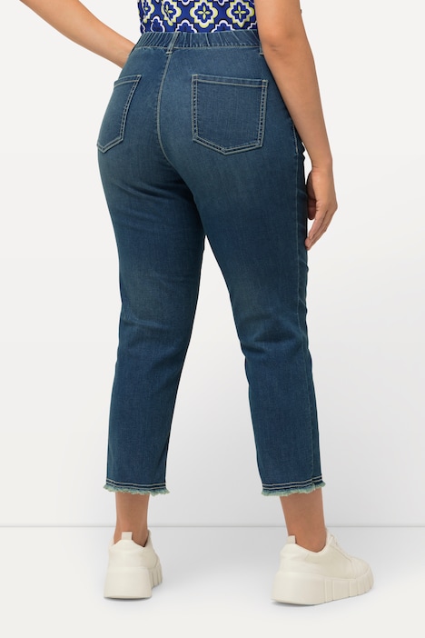7/8-Jeans Sienna, Fransensaum, schmales Bein, Elastikbund