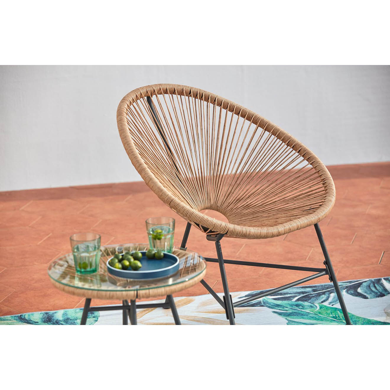Côté Lounge Ensemble 2 fauteuils & table Acapulco beige