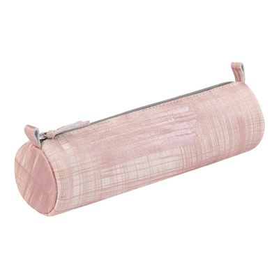 Clairefontaine - Trousse ronde - cuir teinté - saumon brossé