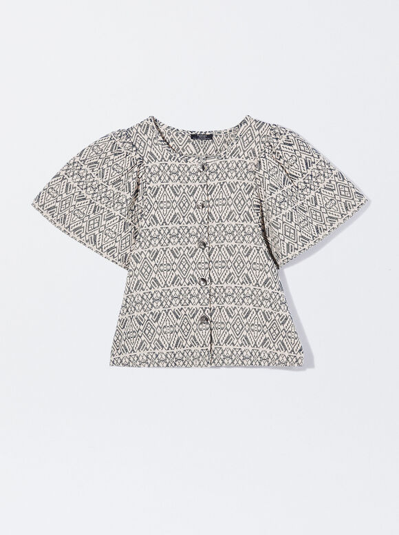Blusa geométrica em jacquard - Multicor