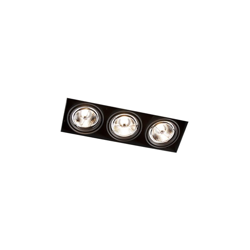 Inbouwspot zwart GU10 AR70 trimless 3-lichts - Oneon