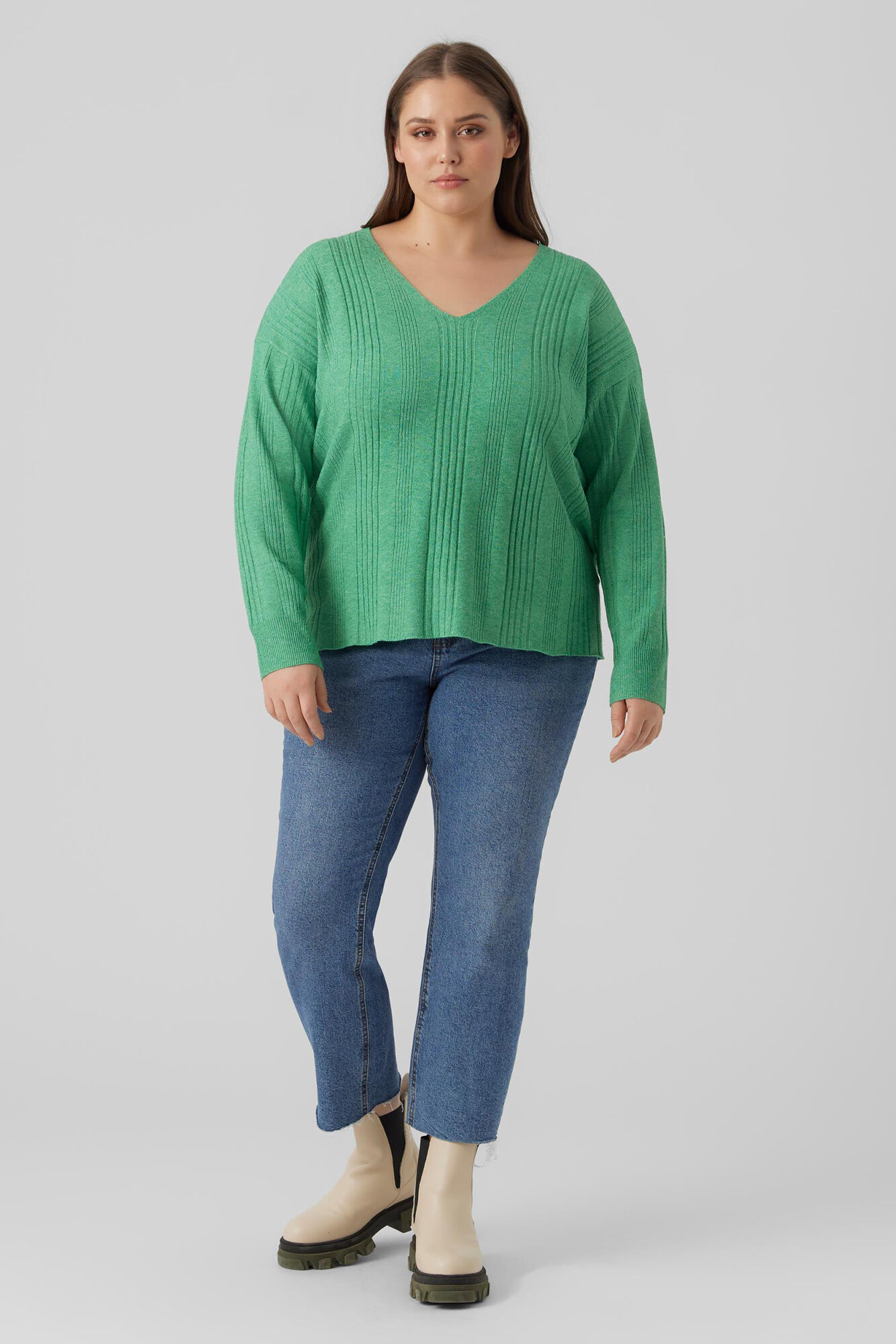 Suéter básico de malha plus size - Verde