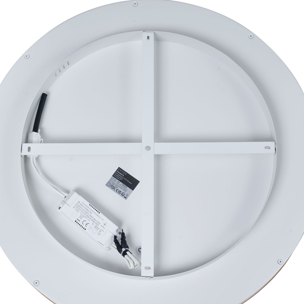 Design plafondlamp wit met hout 60cm incl. LED 3-way switch - Ingo
