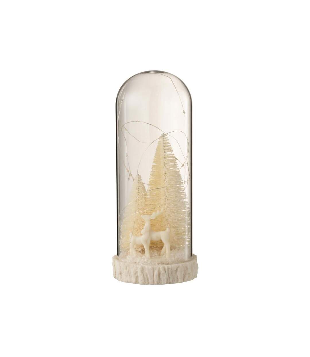 Paris Prix - Cloche Déco Led En Verre cerfs 28cm Blanc