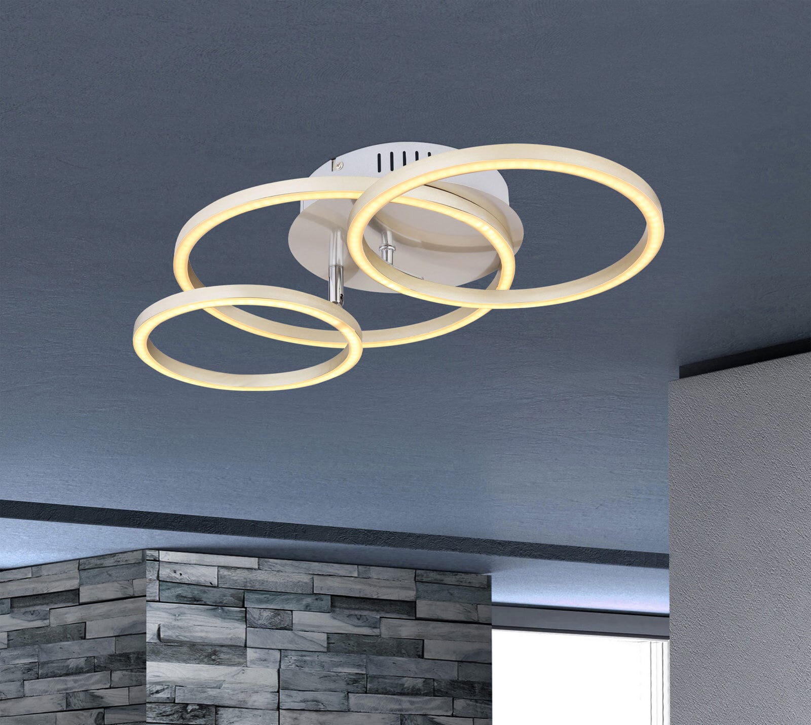 GLOBO LED Deckenlampe KENDY 50 x 30 cm silberfarbig