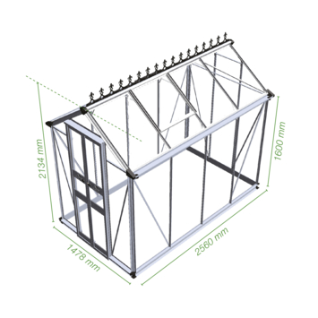 Tuinkas Royal Well Birdlip 48 zwart gecoat met 3mm veiliheidsglas