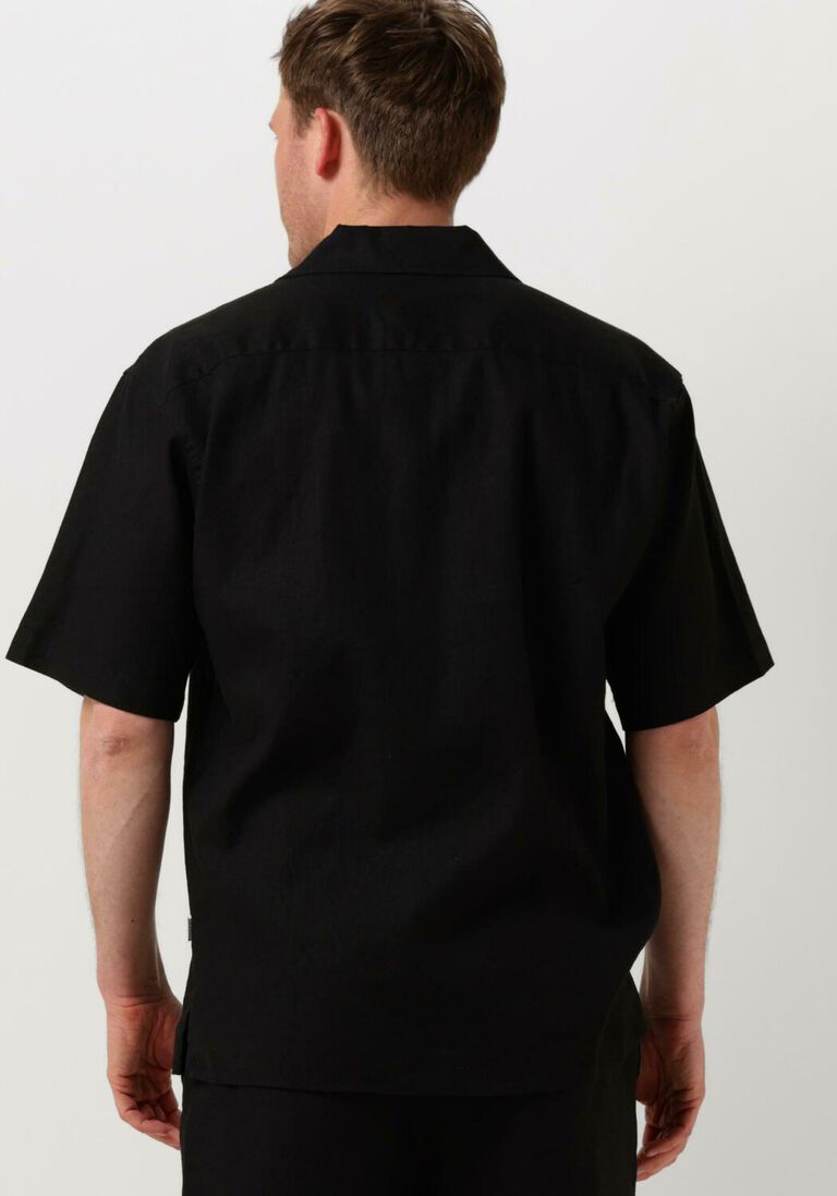 WOODBIRD zwarte woodbird casual overhemd wbbanks linen shirt