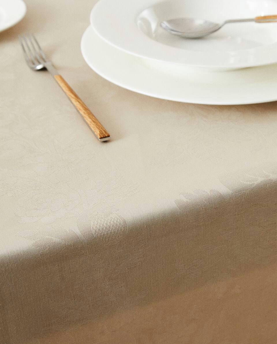 TOALHA DE MESA FLORAL JACQUARD