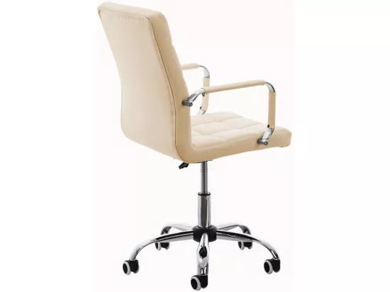 Chaise de bureau - Similicuir & Métal chromé - Crème - Deli V2