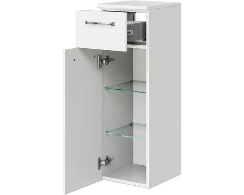 Pelipal Kumba badkamermeubelset (B x H x D 167 x 200 x 50 cm), witte glanzende fronten, 5-delige set inclusief witte mineraalstenen wastafel, halfhoge kast, onderkast en bovenkast (99.1070125093)