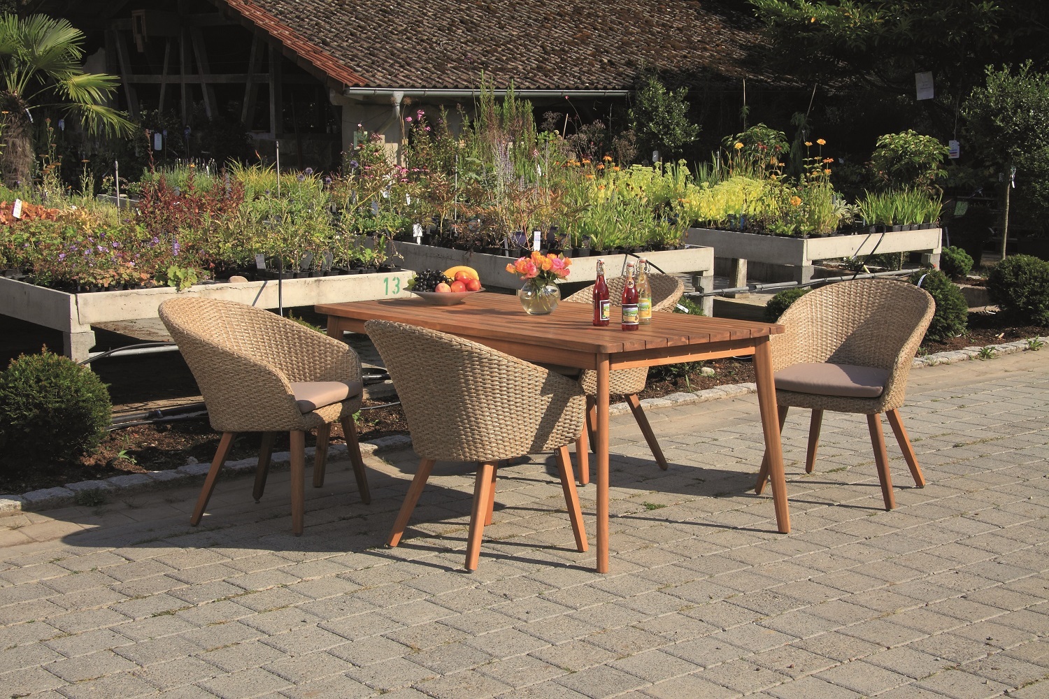 5-teiliges Gartenmöbel-Set - Akazie massiv - teakfarben - 180x90 cm
