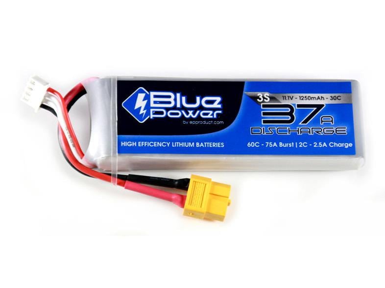 EP RC-Akku LiPo 1250 mAh 11.1 V 30C BluePower 3S LiPo-Akku für Flugmodelle