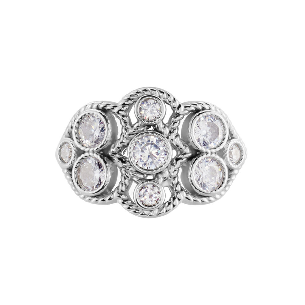 Bague Argent Blanc Boulonnaise Oxydes De Zirconium