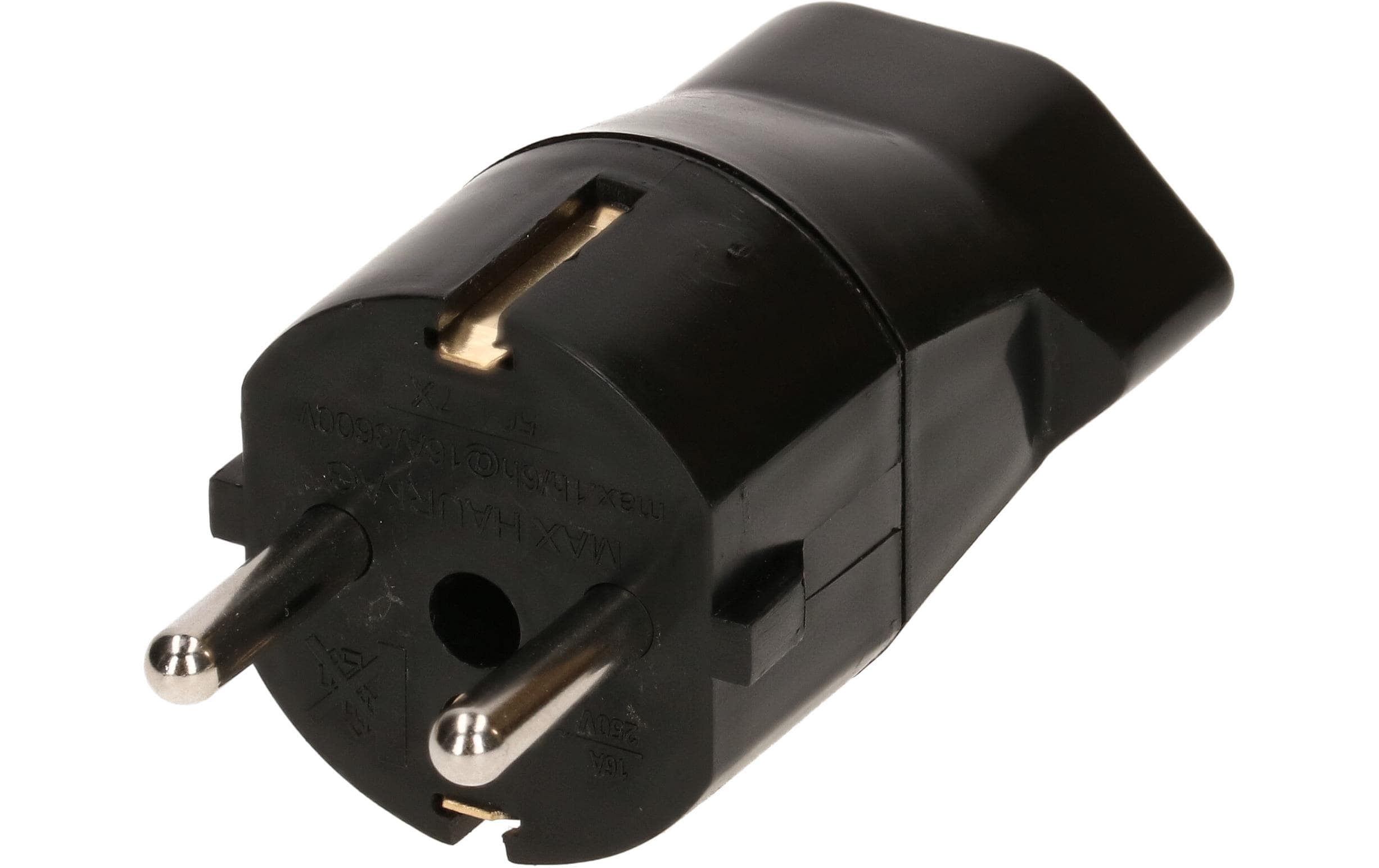Reiseadapter Schuko – T23, Schwarz3-poliger Übergangsstecker Schuko auf Typ 23 Kupplung