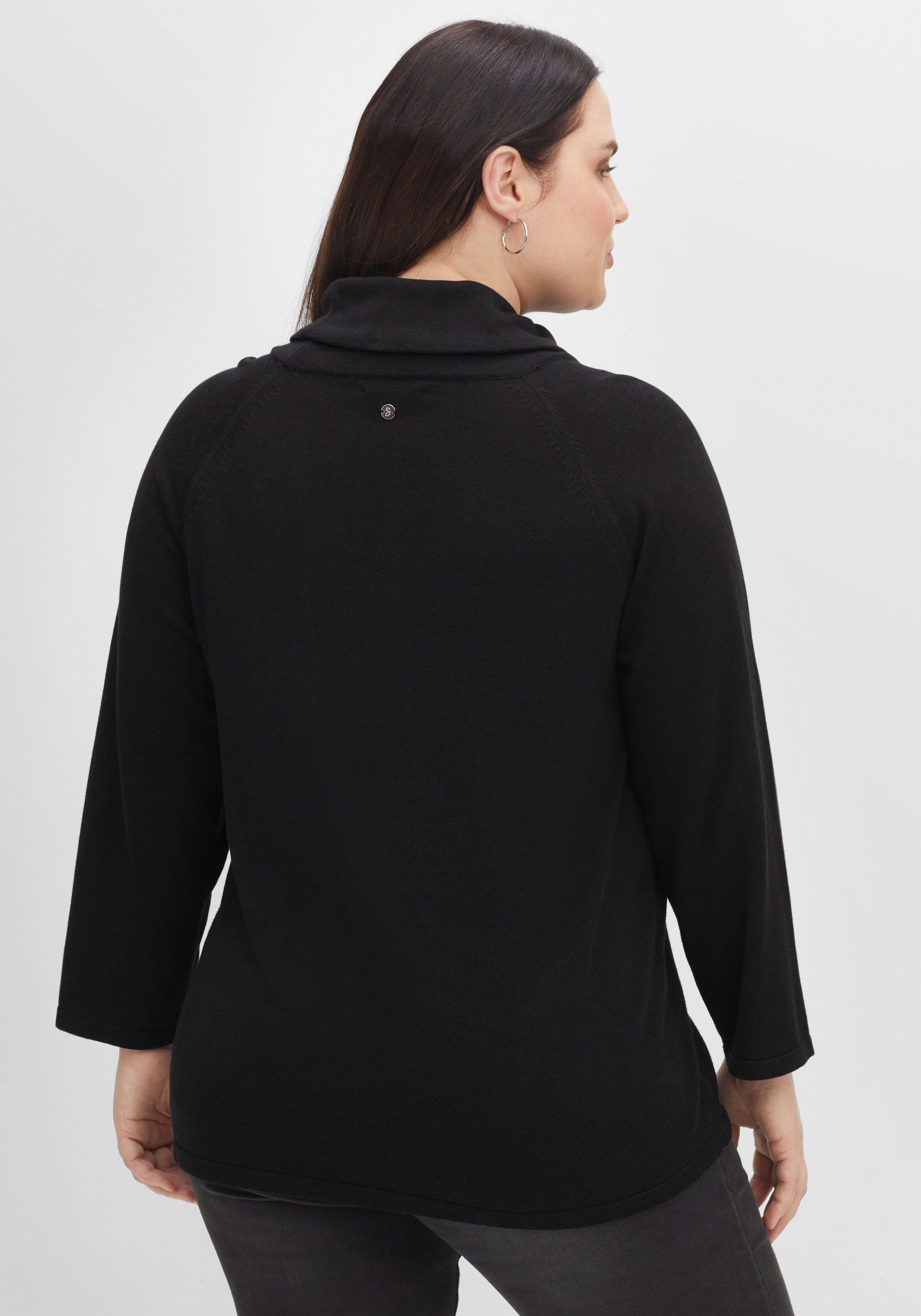 Pullover mit weitem Stehkragen und Tunnelzug